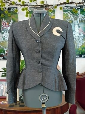 Lilli Ann 1950s Gray Wool Suit Jacket Size Extra Small